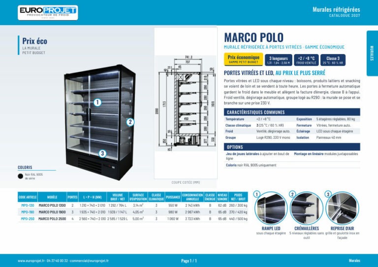 Marco Polo – Murale réfrigérée à portes vitrées