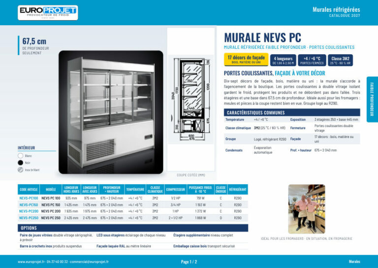 Nevs – Murale réfrigérée décor bois faible profondeur