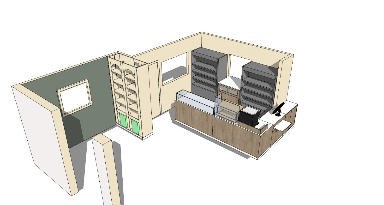 Plan 3D d'implantation de la boutique EMME