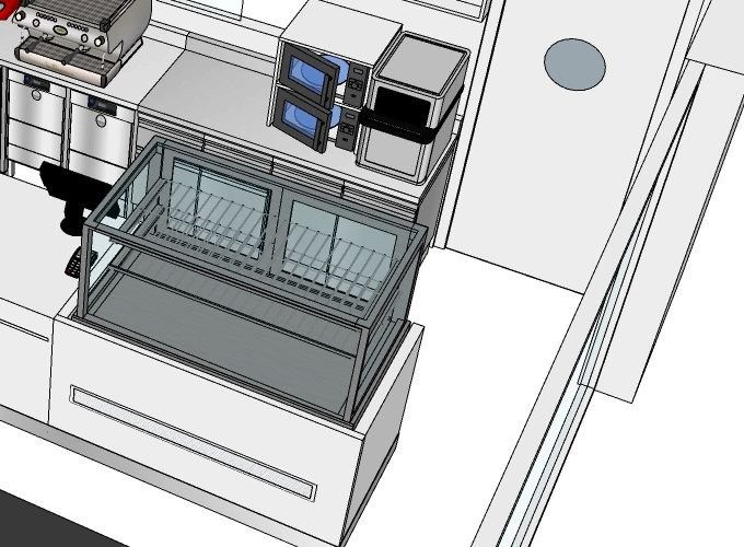 Vitrine réfrigérée du comptoir EMME en 3D