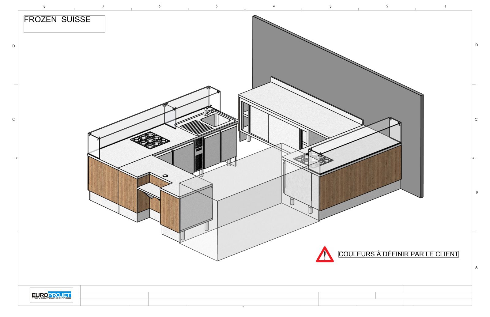 Plan 3D d'un comptoir complet de glacier