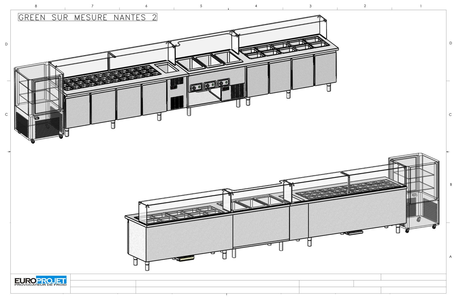 Plan technique d'un salad bar en franchise