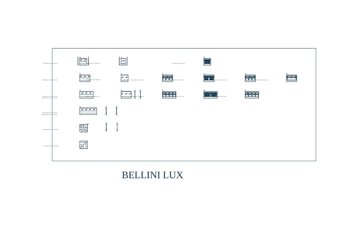 Plan DWG Bellini Luxe — Vitrine réfrigérée haut de gamme — 850 à 1 650 mm et tours