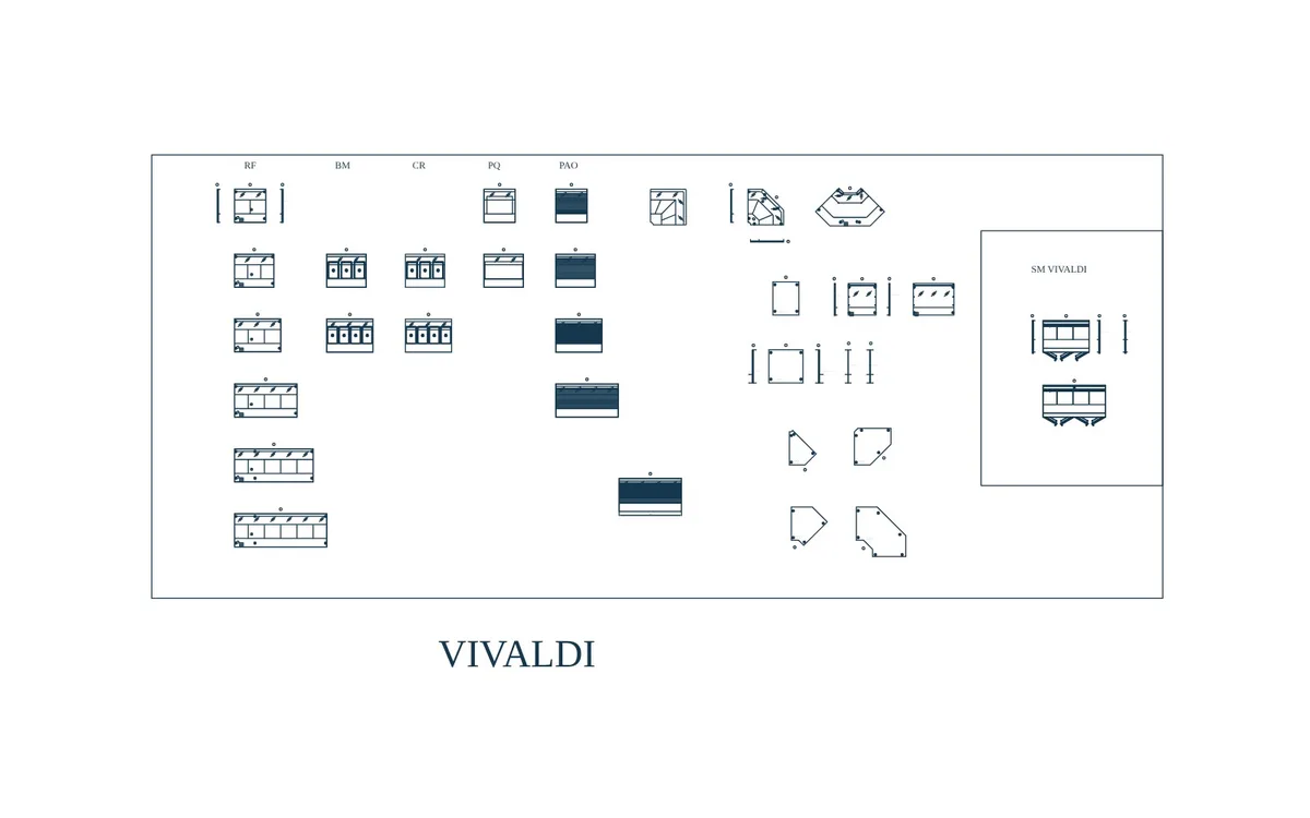 Plan DWG Vivaldi — Vitrine réfrigérée — modules, angles et séparateurs