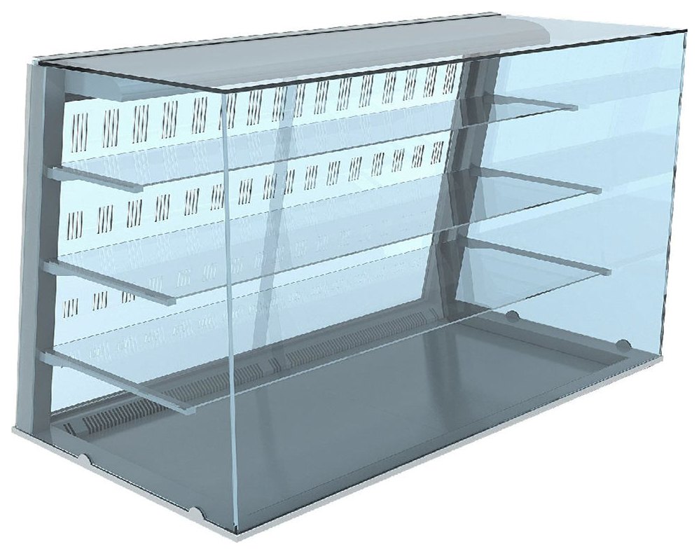 Vitrine droite encastrable à trois niveaux